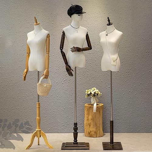 Miniatura 3 de JOOTHIJX Torso de maniquí femenino, altura ajustable de 47.2 a 71.6 pulgadas, maniquí de costura con soporte de trípode para exhibición de joyas de