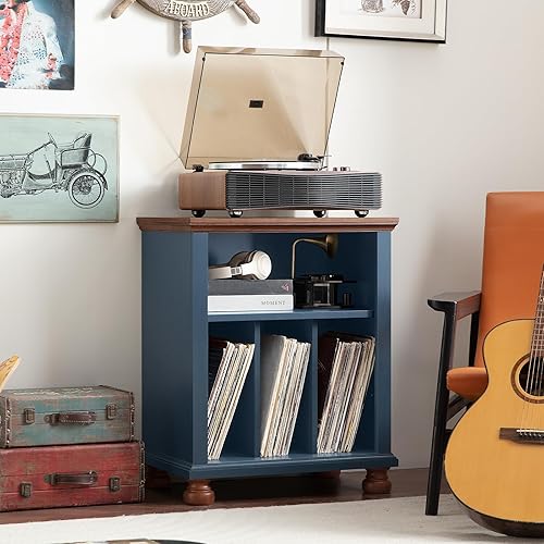 Miniatura 4 de Soporte para tocadiscos con almacenamiento para discos de vinilo, mesa de tocadiscos de mediados de siglo de 24" de ancho, capacidad para hasta 200