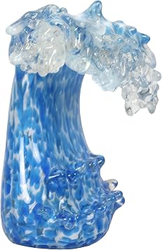 Dale Tiffany Art Glass Sculpture 8.5" Tall Laguna Wave Handcrafted Murano-Style Sculpture for Home Decor, Living Room, Bed Room, Home Office and Gift