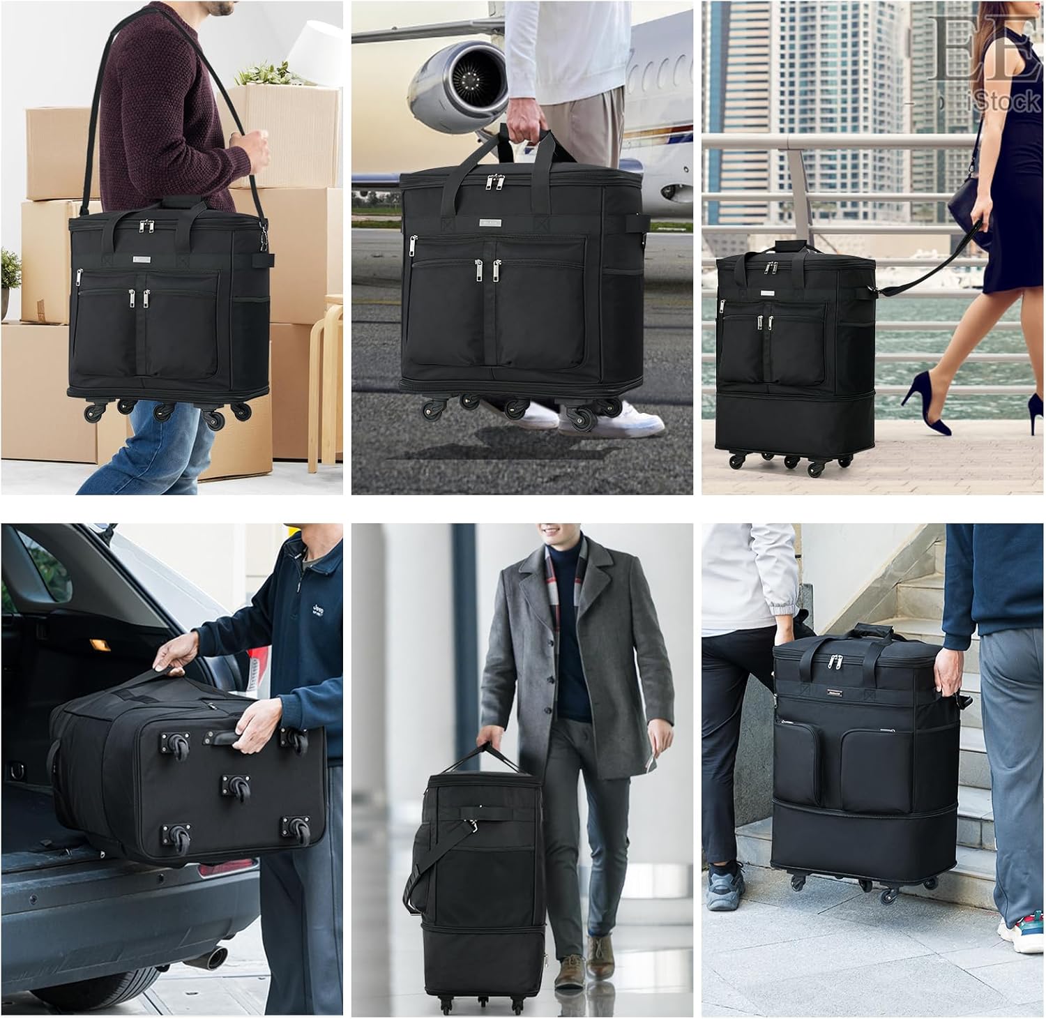 MILADA Expandable Luggage Bags for Travel Foldable Suitcase with Wheels Collapsible Rolling Travel Duffle Bag Lightweight Large Suitcases without Telescoping Handle, Black - Image 8