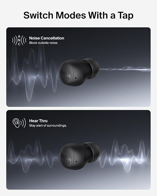 Belkin SoundForm Dot ANC, Noise Cancelling Bluetooth Ear Buds, 30H Battery by Belkin - Used condition - Image 6