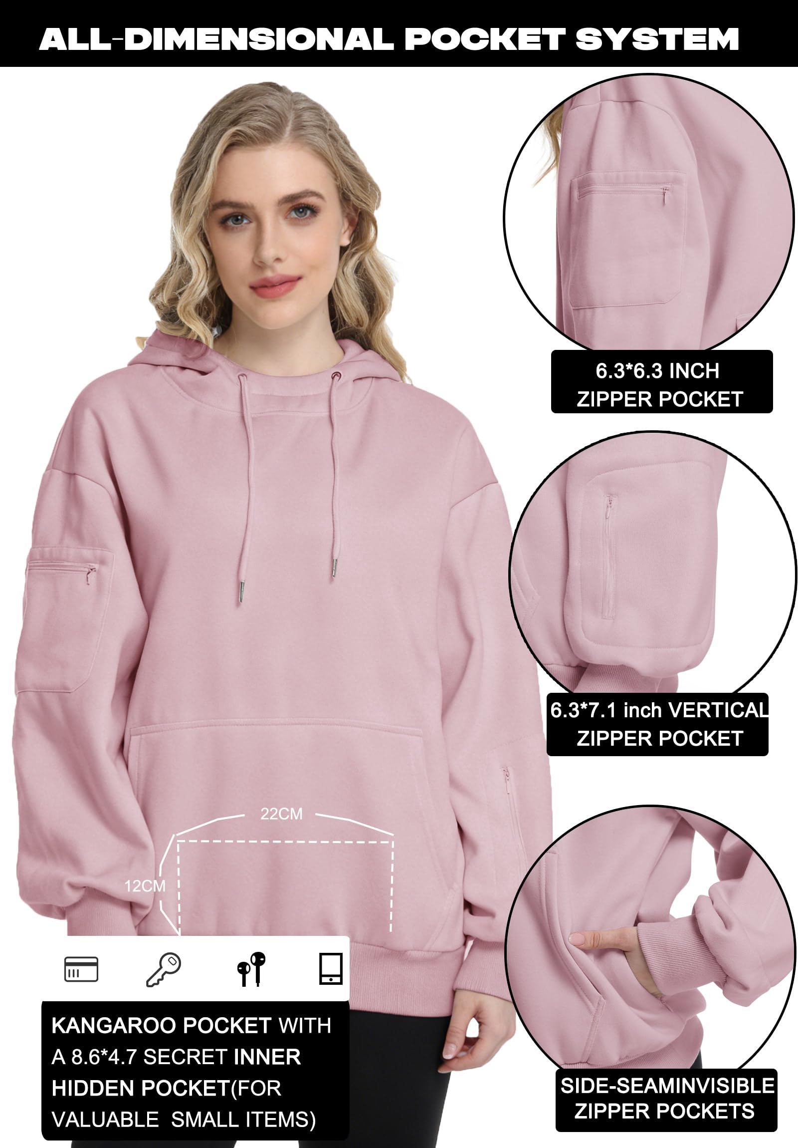 Felpa Donna Uomo Mascherina Cappuccio Pile Hoodies Invernale | Confortevole Felpe Viaggio Aeroporto Oversize Tasche Multiple con Zip Hoodie Unisex Sweatshirt Calda Autunno Moda