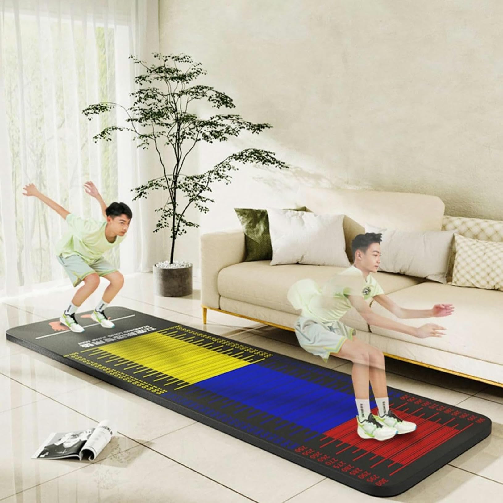 Mata do skoków w miejscu, Antypoślizgowa amortyzująca gumowa mata do skakania Dywany podłogowe Dzieci Dorośli 2 rozmiary(Adults (350 X 90 Cm))