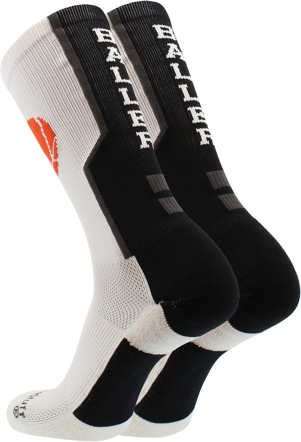 MadSportsStuff Baller Basketball Socks with Basketball Logo Crew Length