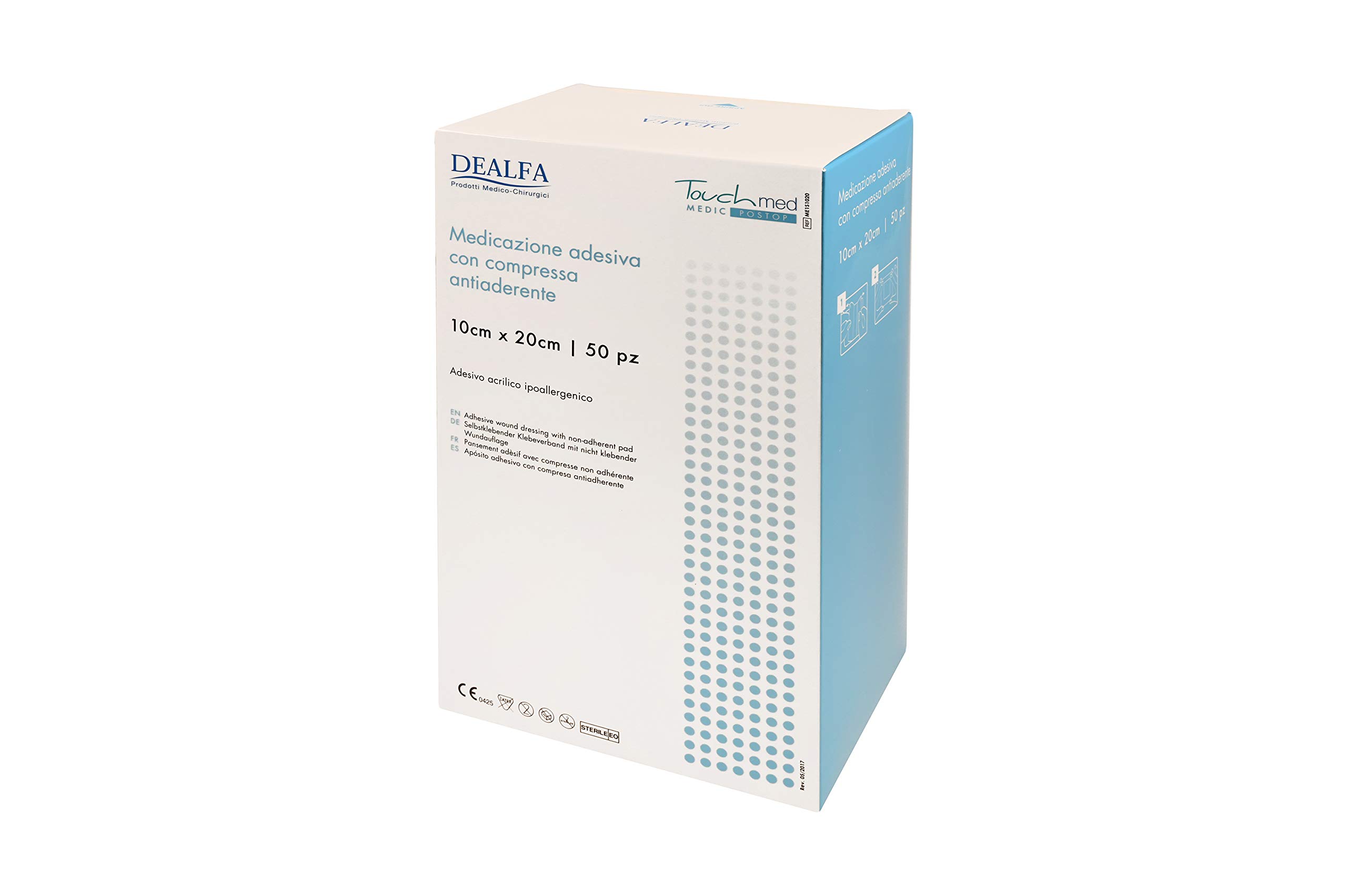 TOUCHMED Cerotto Adesivo Sterile in TNT con Compressa Antiaderente - 10x20 cm - Traspirante e Assorbente - Ottima Adesività - Monouso - Confezione da 50 Pezzi