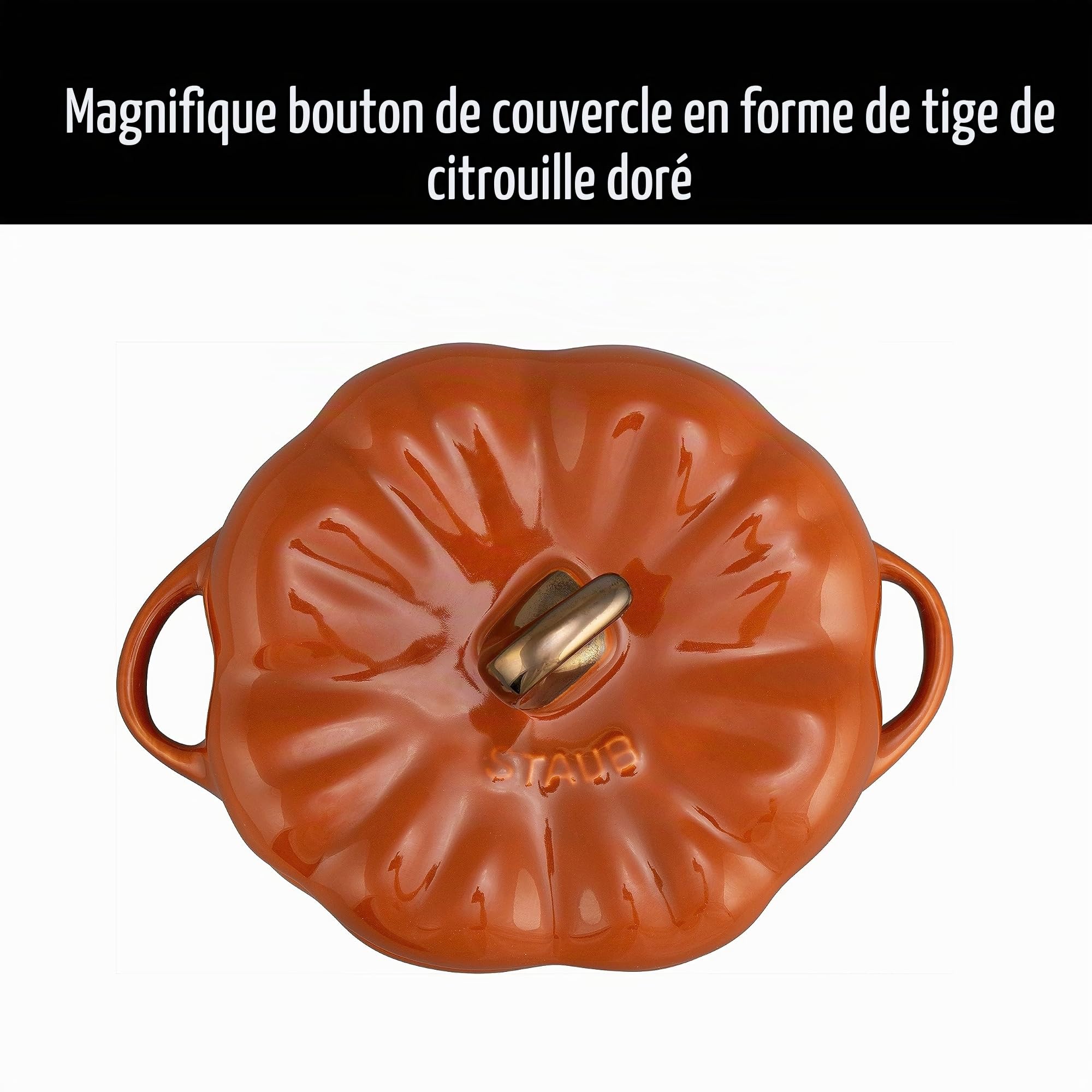 STAUB Petite céramique de 0,5 l, passe au four et à la cuisinière jusqu'à 300 °C, plat à citrouille, pâtisserie, moule à bonbons, orange brûlé