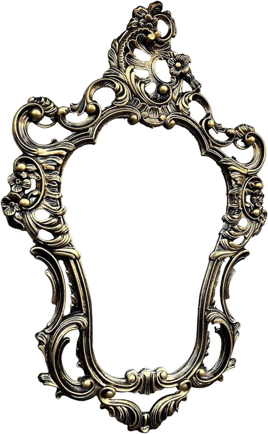 Espejo de pared ovalado antiguo estilo barroco para baño, 50x76 cm, espejo de lujo ovalado para pasillo (negro dorado)