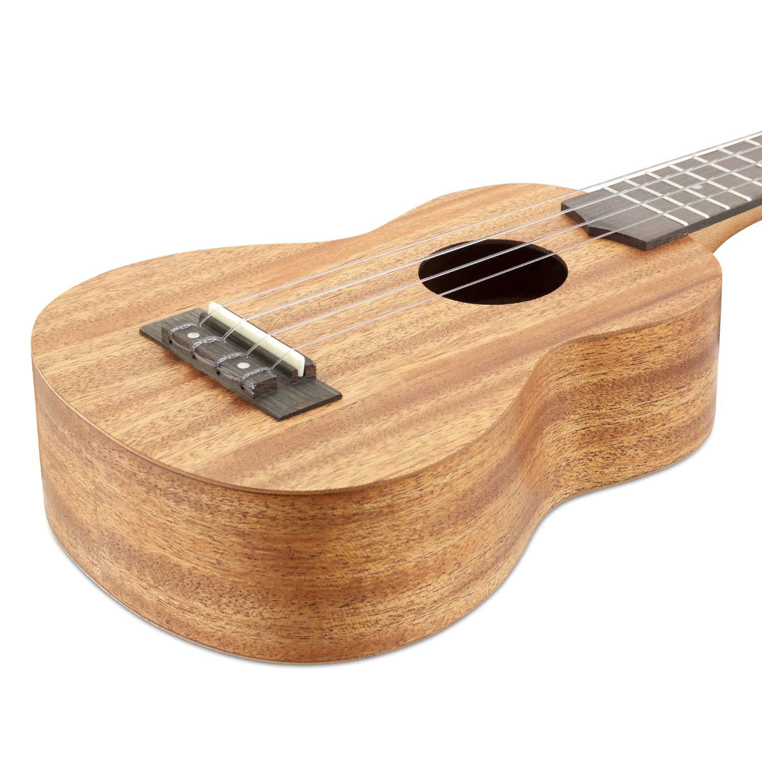 Theodore ukulele soprano in mogano con custodia | Include custodia in feltro e corde di ricambio, ideale per principianti, con caldo suono in mogano.