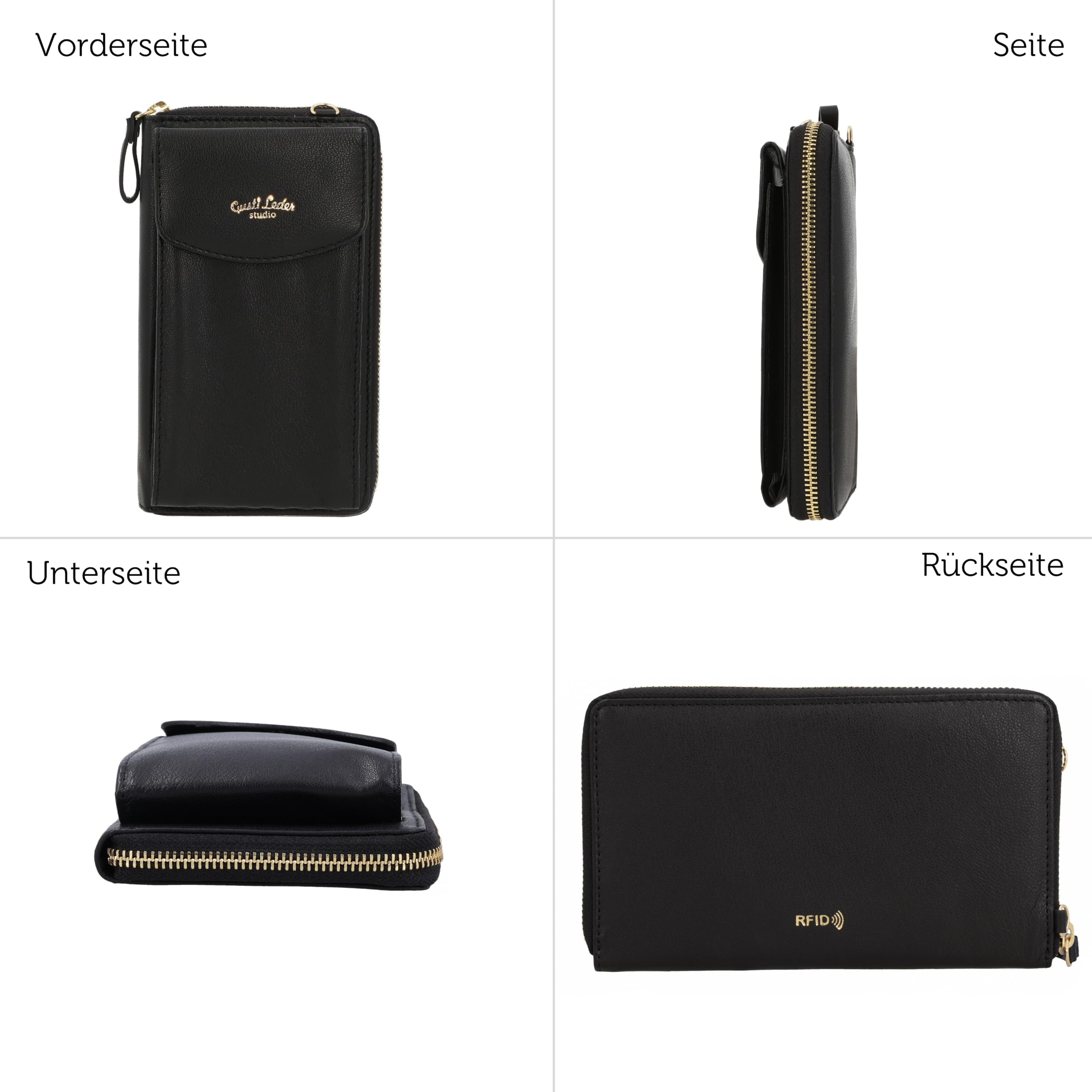Gusti Umhängetasche Leder- Silvia Damen Handytasche Ledertasche Schultertasche Leder