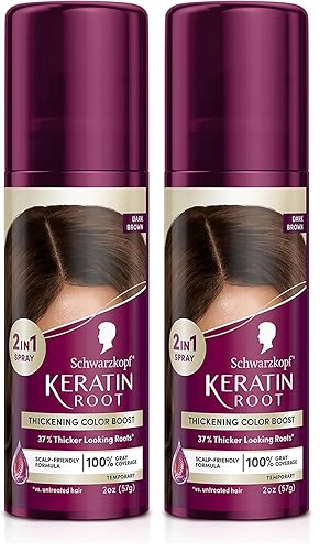 Schwarzkopf Keratin Color Root - Tinte en aerosol temporal para el cabello, marrón oscuro, tinte temporal inspirado en el salón, para una cobertura