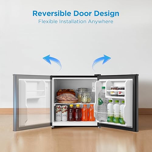 Miniatura 5 de Midea MERM17B0ABB Mini refrigerador de 1.7 pies cúbicos, refrigerador compacto con termostato ajustable, puerta reversible, bajo ruido, eficiencia