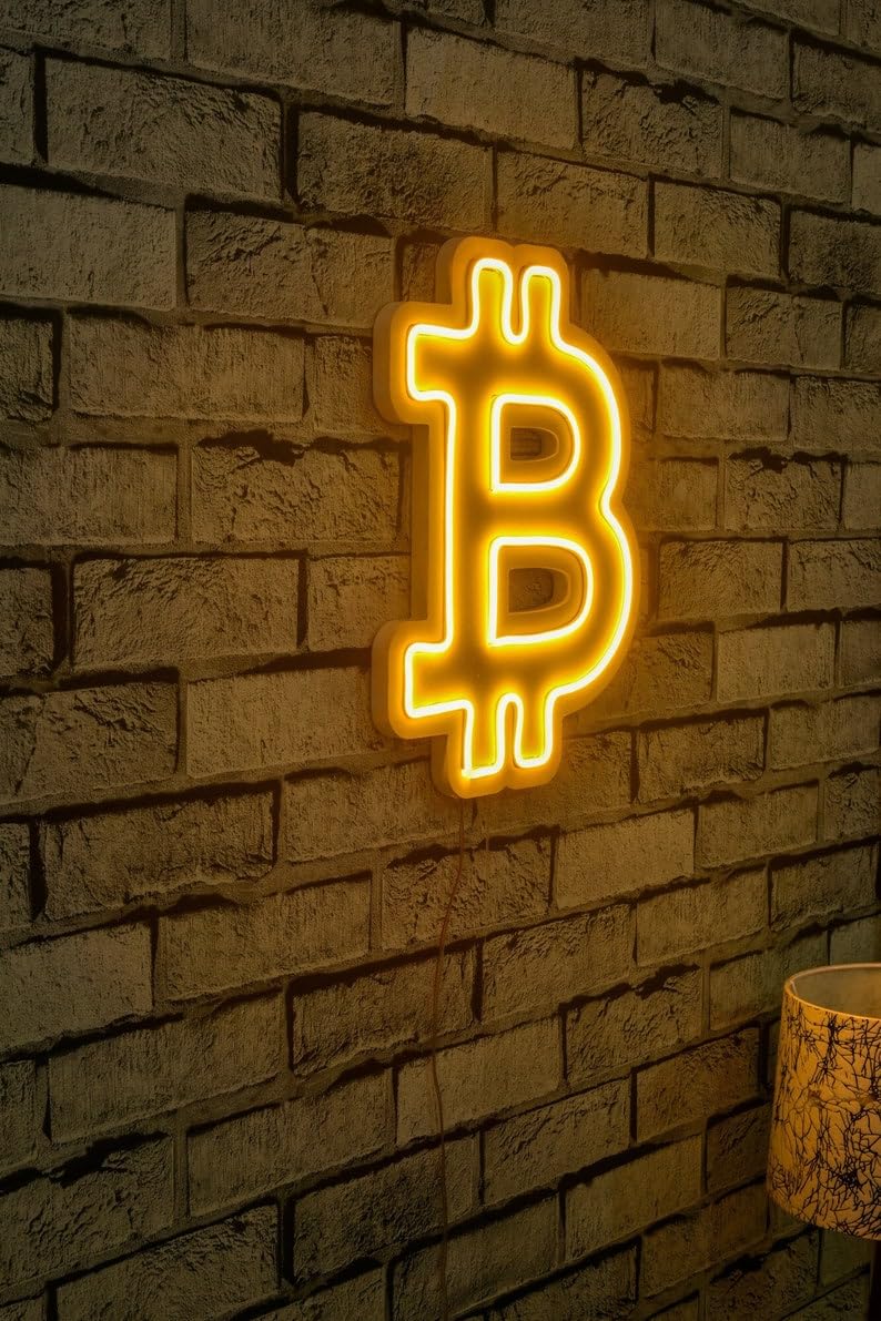 Bitcoin Neon Sign, Handmade Bitcoin Led Neon Yellow Light Bitcoin Neon for Wall Décor for Gaming Room Bedroom Living Room Office Cafe Bar Christmas Wedding Party Gaming Room Accessories…