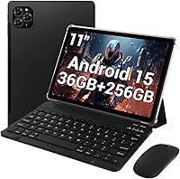 11 Inch Android 15 Tablet with Keyboard Mouse Pen | T615 Octa-Core, 36GB RAM +256GB ROM, Gemini AI, 8000mAh Battery, Widevine L1 Gaming Tablet - Black
