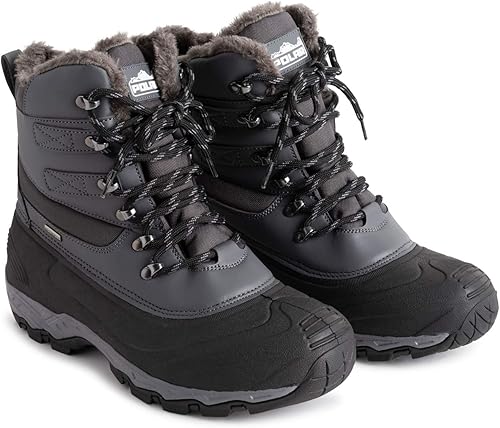 Miniatura 6 de Polar Suela impermeable para hombre, con forro de piel sintética totalmente forrada, botas de nieve duraderas para invierno