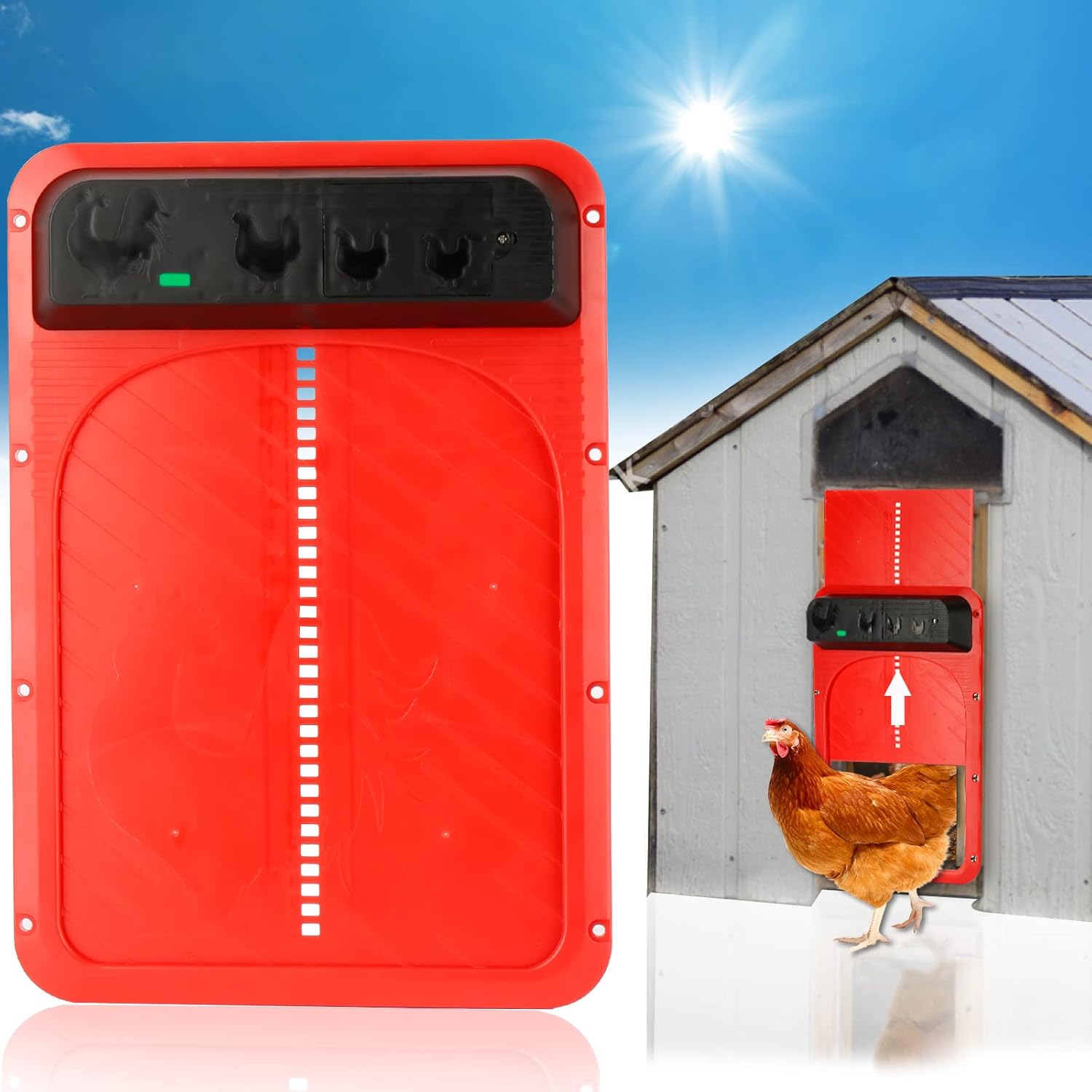 Automatic Chicken Coop Door, Automatic Chicken Door Opener with Light