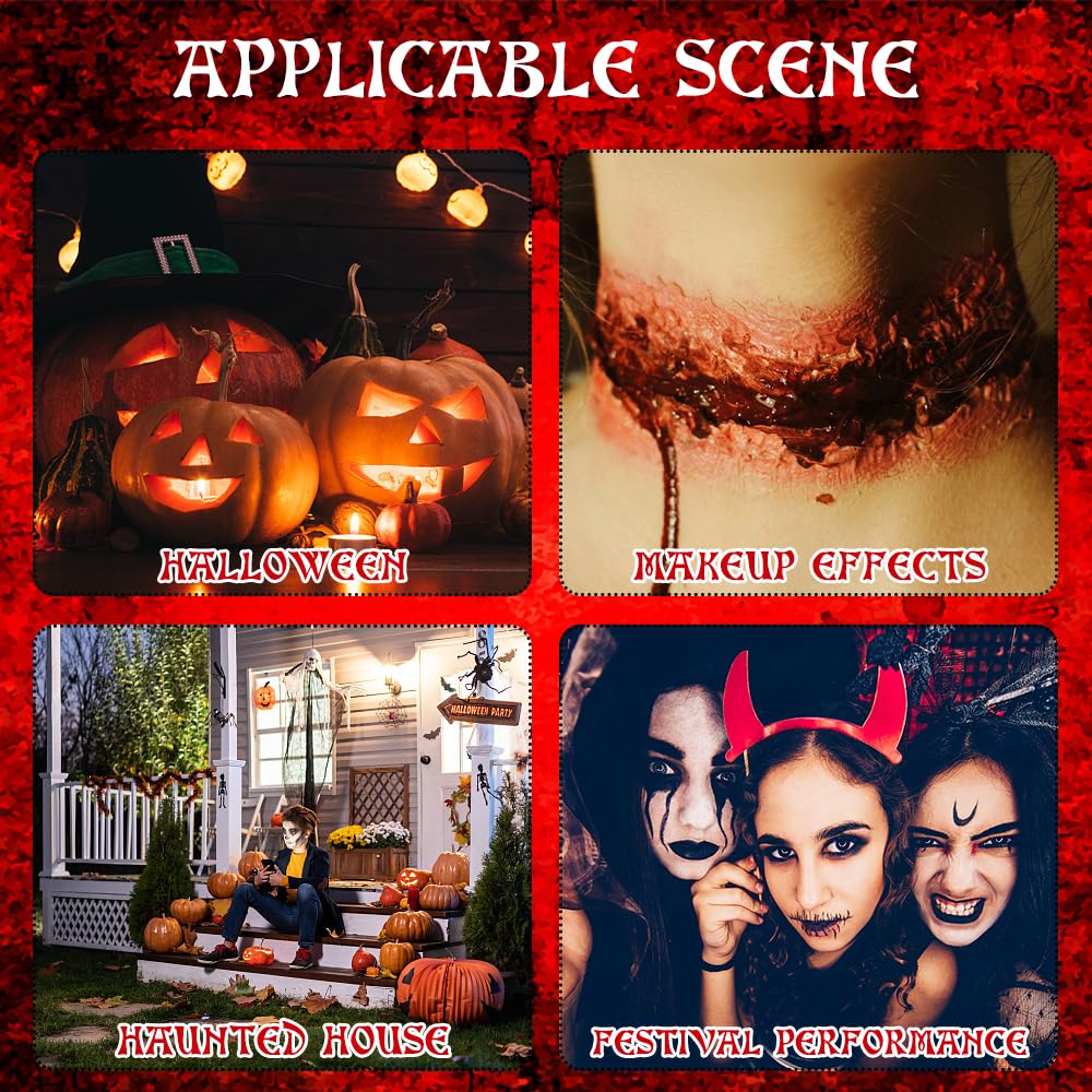 KOMEIYL 10-teiliges Halloween Kunstblut Schminke Set – Mit Plasma, Narbenwachs, Farben & Schwämmen, Für Zombie & Horror-Looks, Abwaschbar