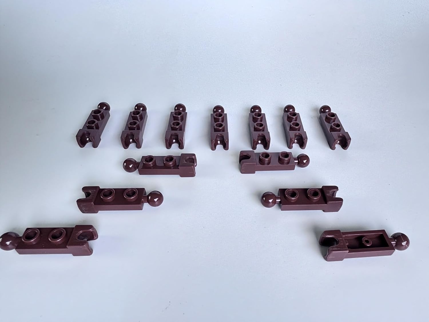 Classic Brown Ball Joints Bulk, Plate Special 1x2 with 5.9mm End Cup and Towball 50 Piece, Compatible with Lego Parts and Pieces(Brown)