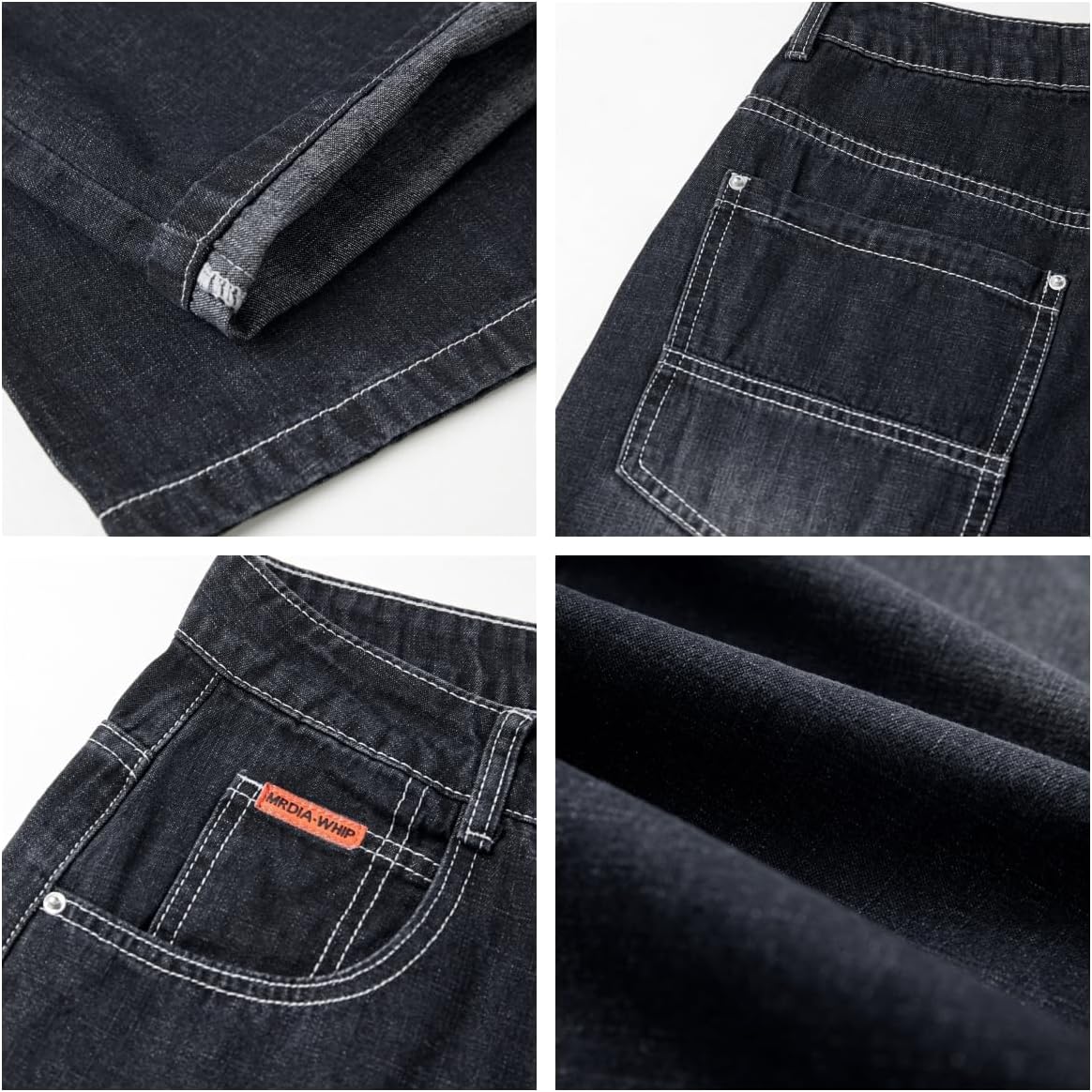 EMMIOL Women Boyfriends Hip Hop 90s Vintage Baggy Jeans Loose Denim Pants Mid-Low Waist Jeans