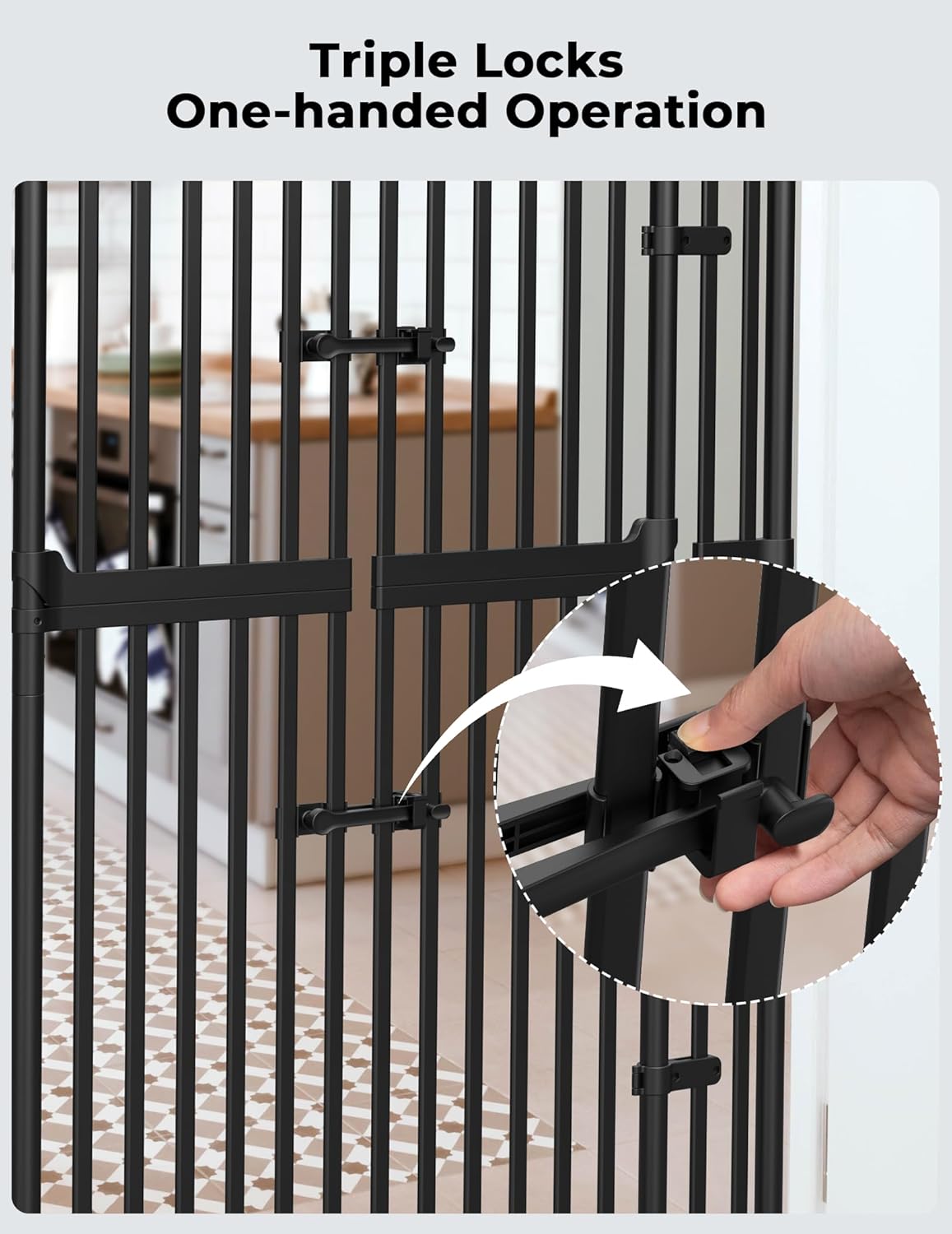 Extra Tall Cat Gate for Doorway: Sprouterie 74.8"-90.5" Pressure Mount Tall Cat Gates for Pet 30.3"-38.2" Wide Black Wall Drilling for Indoor Stairs Doorway Room Door Safety No Barrier