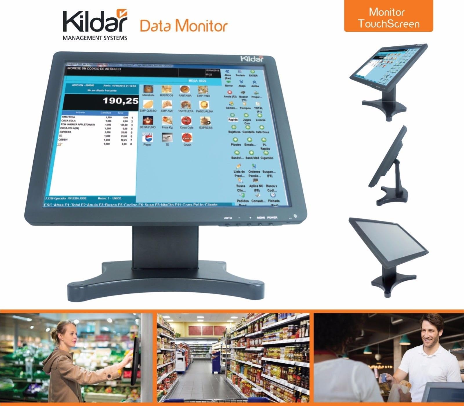Touchscreen LED Monitor 15" DataMonitor M1551 Restaurant, Bar, Kiosk Retail POS