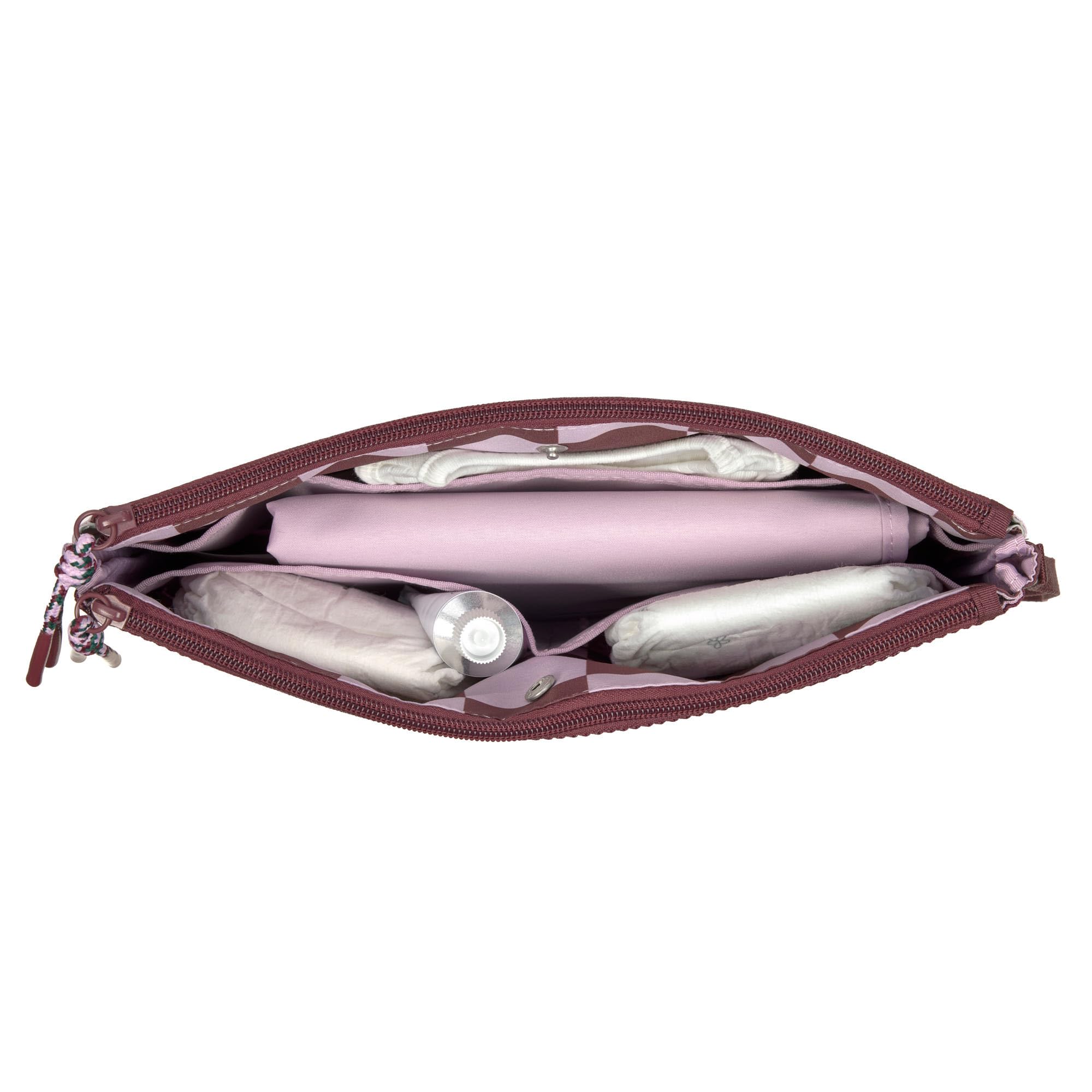 LÄSSIG Borsa per pannolini con fasciatoio per i bambini in movimento/Casual Changing Organizer deep red/lavender