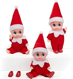 3PCS Christmas Red Tiny Elf Doll Soft Plush Toy for Xmas Decor Gift Accessories and Props, Christmas Party Decoration and Stocking Stuffers