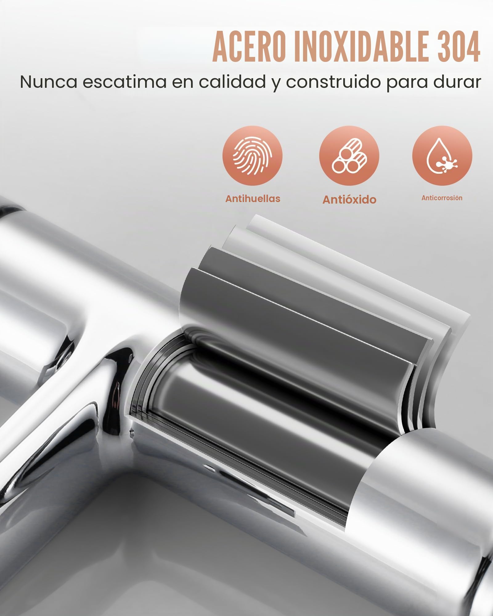 Grifo de baño para lavabo, grifo monomando de alta presión con cartucho de cerámica para baño, grifo de lavabo, níquel cepillado