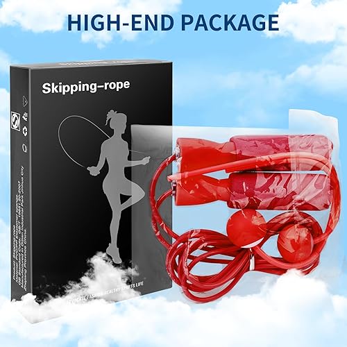 Miniatura 6 de Cuerda de saltar inalámbrica Cuerda de saltar con peso Cuerda de saltar interior cuerdas de salto reemplazables rojo