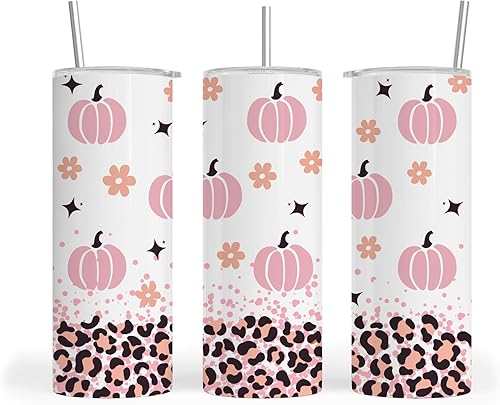 Miniatura 9 de Vaso de Halloween de 20 onzas, diseño lindo, acero inoxidable, delgado, vaso con tapa, pajita, cepillo y base antideslizante, para uso como botella