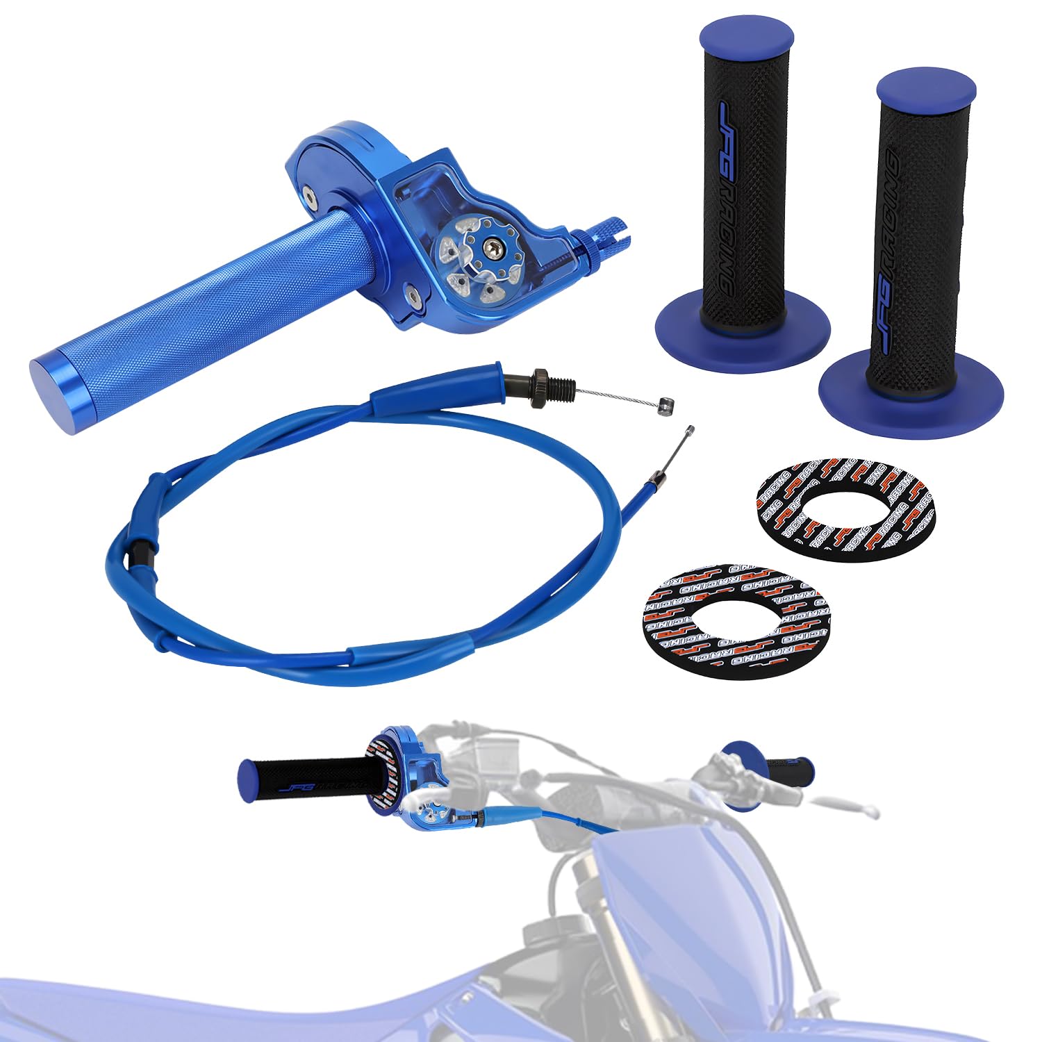 Poignee Accelerateur Moto 7/8 '' 22MM Moto Rotatif et Câble D'accélérateur avec Poignée de 50 110 125 150 200 250cc Dirt Pit Bike ATV (Bleu)