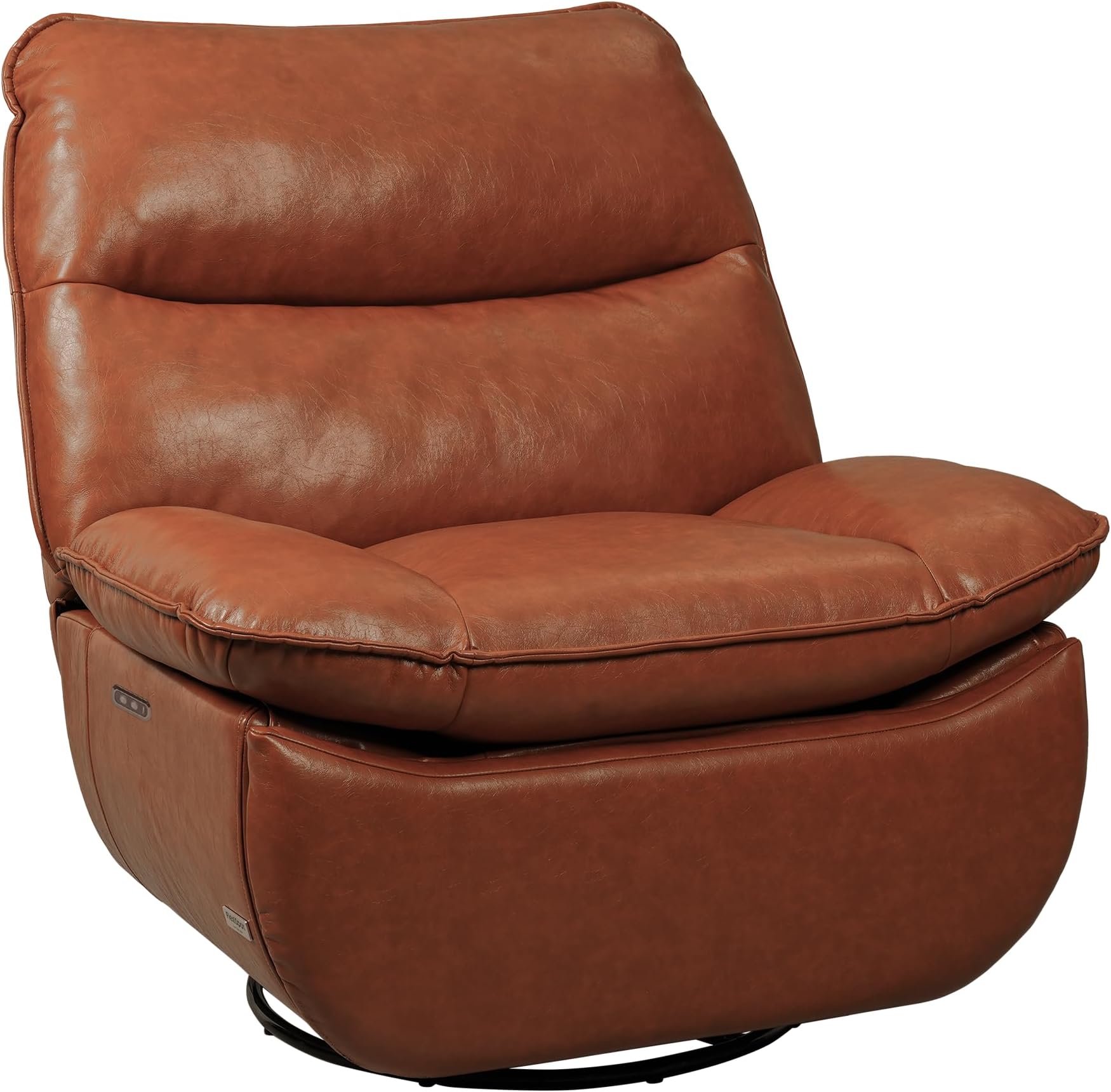 FLEXISPOT XR7 Power Swivel Recliner Chair for Adults, Swivel Rocker Recliner, Faux Leather Glider Rocking Nursery Chair, Side Pocket, 350 Lbs Capacity, Living Room, Bedroom, Nursery, Orange