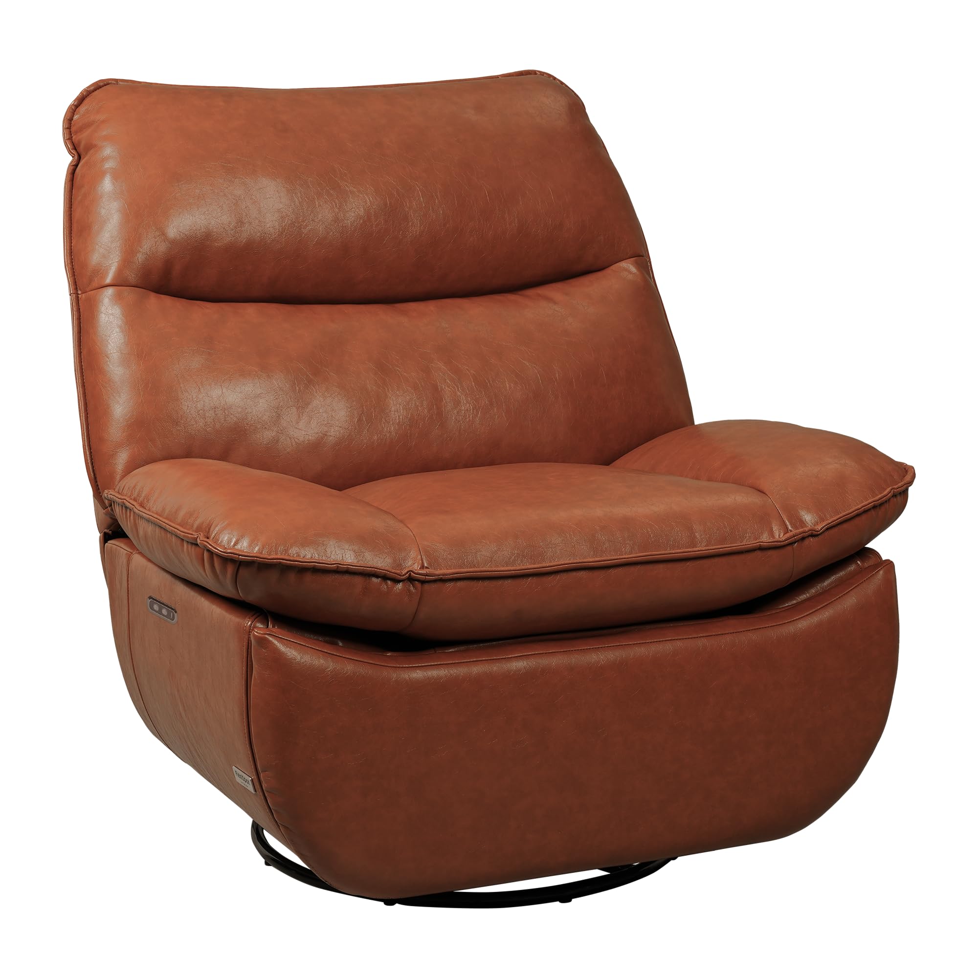 FLEXISPOTLotus XR7 Power Swivel Recliner Chair for Adults, Swivel Rocker Recliner, Faux Leather Glider Rocking Nursery Chair, Side Pocket, 350 Lbs Capacity, Living Room, Bedroom, Nursery, Orange