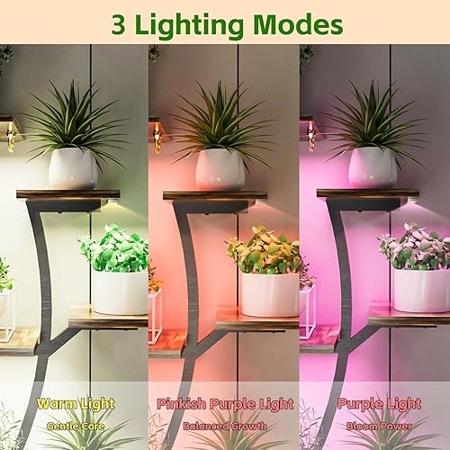 Miniatura 4 de Soporte para plantas de interior de 10 niveles con luces de cultivo, estante esquinero versátil de 53 pulgadas de alto para plantas de interior,