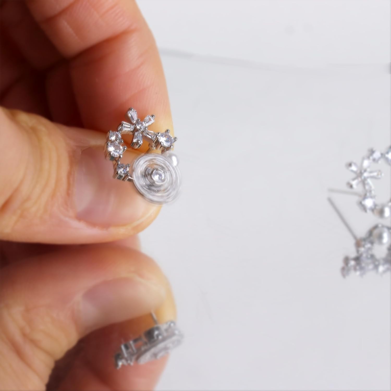 JeanBeau Cubic Zirconia Pearl Snowflake Sunshine Stud Earrings for Women, Statement Sparkly Cluster Rhinestone CZ Round Hypoallergenic Studs Prom Wedding Holiday Fashion Jewelry Gift - Image 5