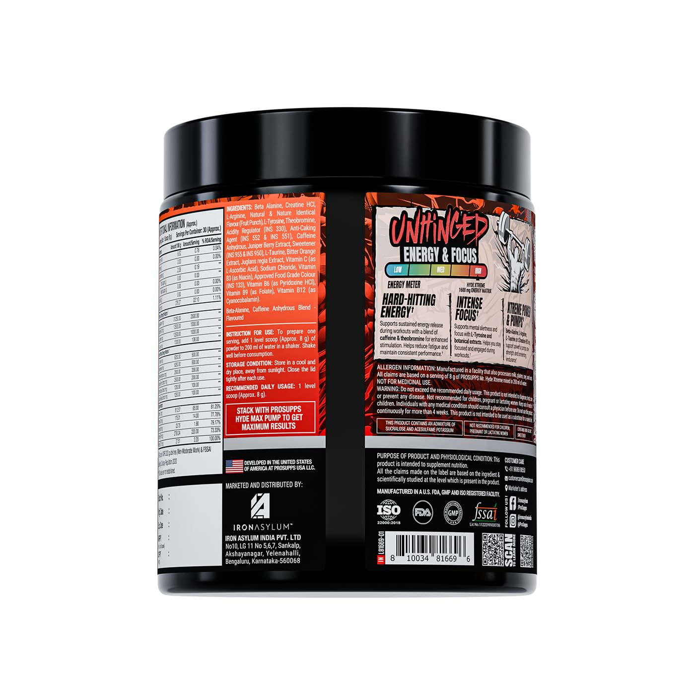 Prosupps HYDE Xtreme - Hard Hitting Energy Pre Workout Supplement | Caffeine, Beta-alanine, Creatine HCl, L-arginine | For Muscle Pump, Vascularity, Strength and Focus | 30 servings (Fruit Punch) — Amazon image 3