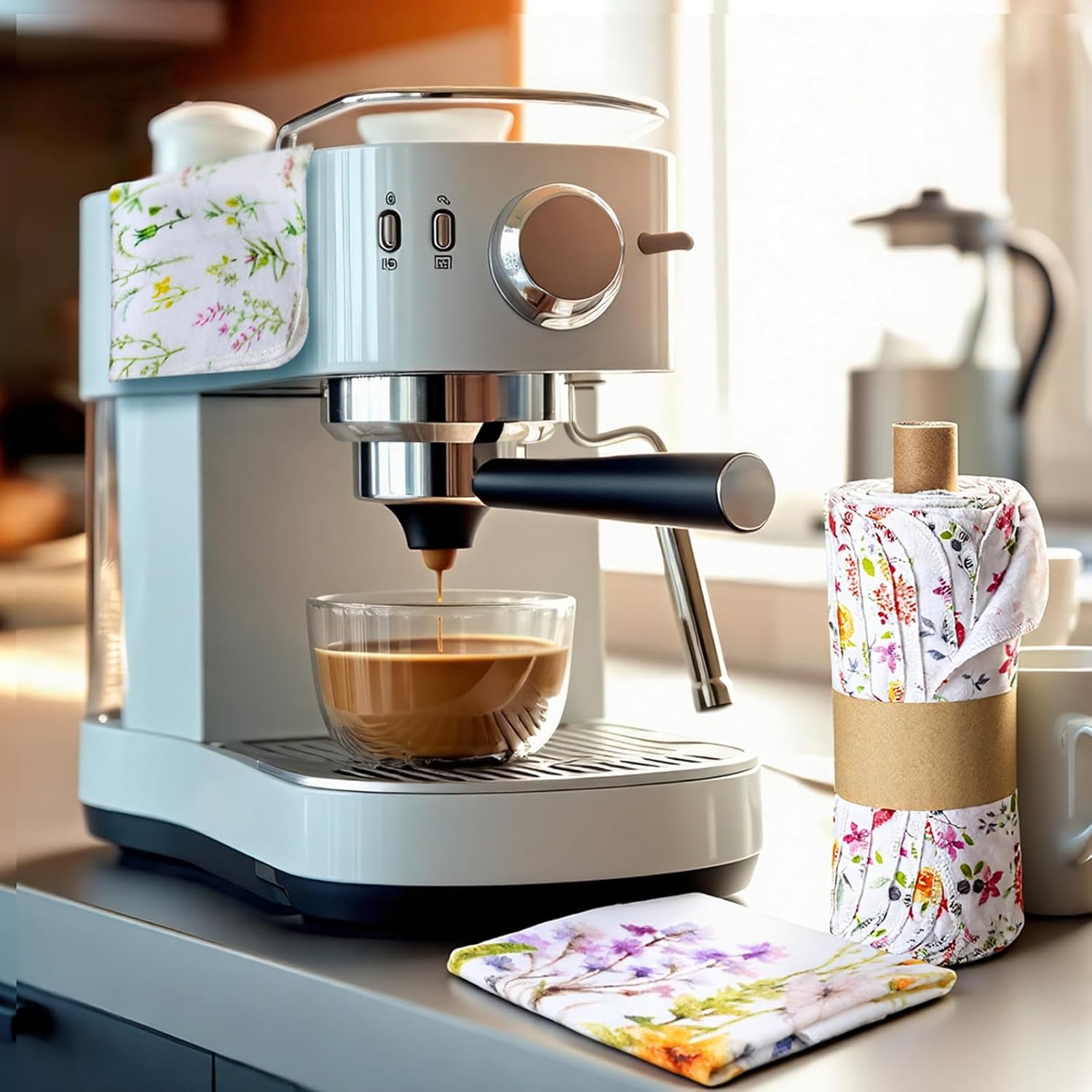 18 Pack Reusable Cleaning Cloths Washable Cotton Kitchen Dish Towels for Home Party Supplies Bulk, 9.84x11.81in (Wildflowers)