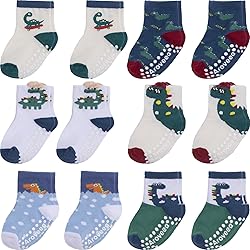 Aroveea Baby Toddle Socks Grip Non Slip Kids Boys Girls Cotton 12 Pack Ankle Cute Newborn Socks