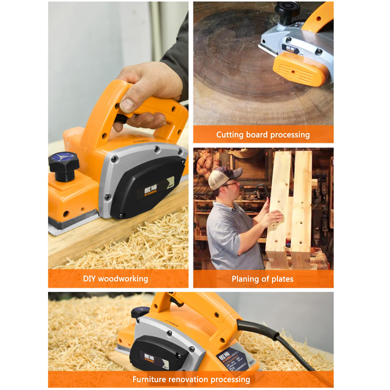 Pialle Power Hand, Flip Chip 520Electric, 15.000R/min Porte di Scarico Lavorazione del Legno Tenuto in Mano Regolabile 0-2mm profondità di piallatura