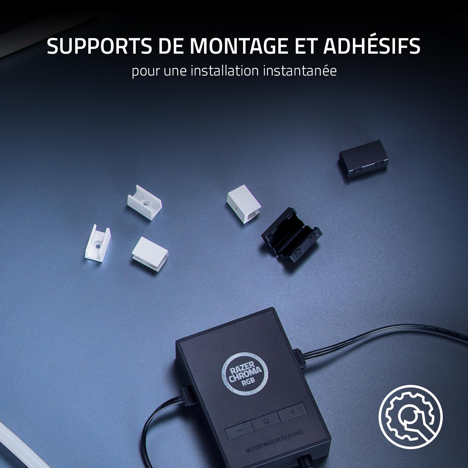 Razer Bandes Lumineuses - Avec Chroma RGB (3 Rubans, 1x100 cm, 2x50 cm; 120 LED Individuelles, Razer HyperSpeed Wireless et Bluetooth, Contrôleur ARGB Sans-fil)