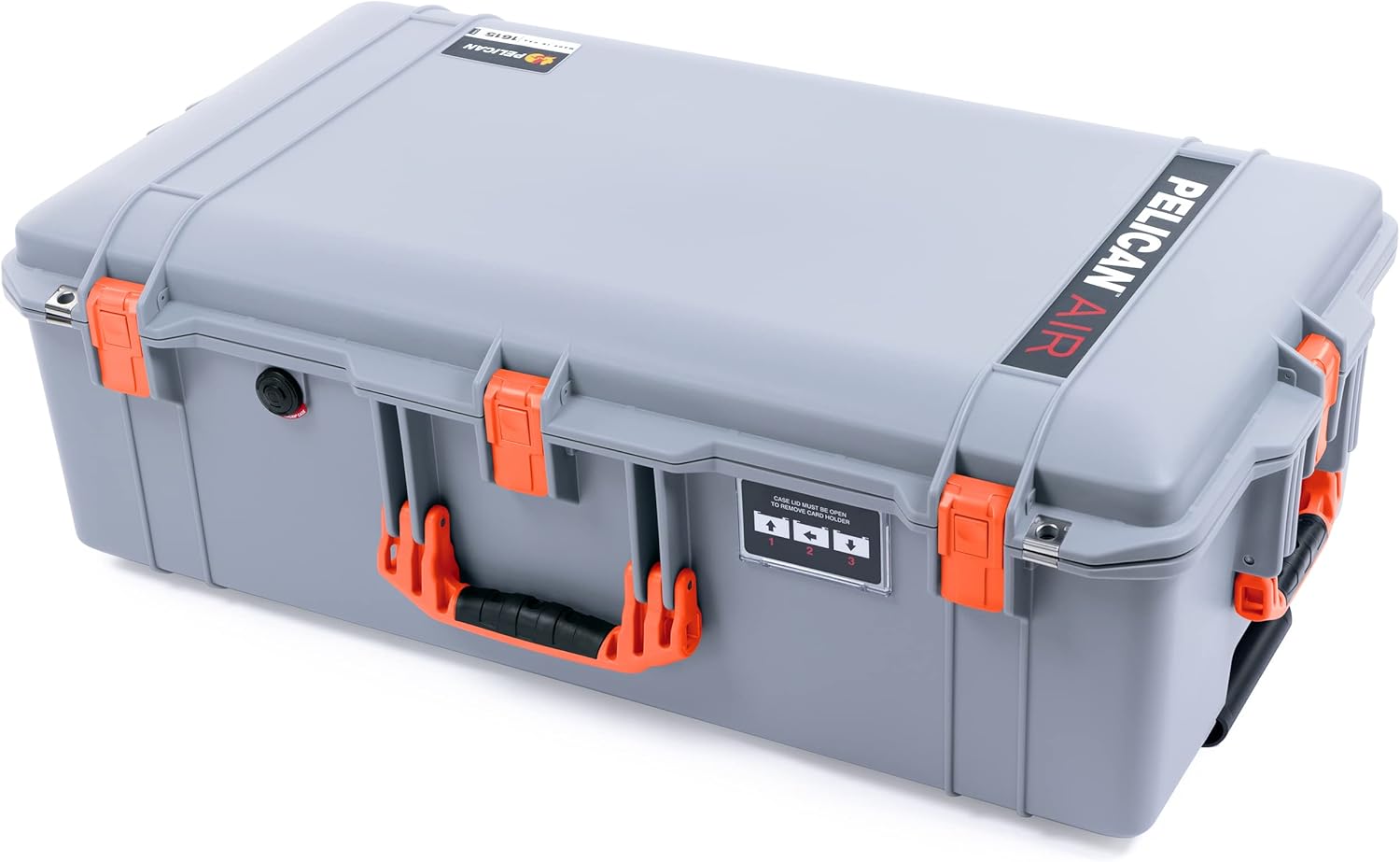 Pelican Silver & Orange 1615 case. No Foam - Empty Wheels.