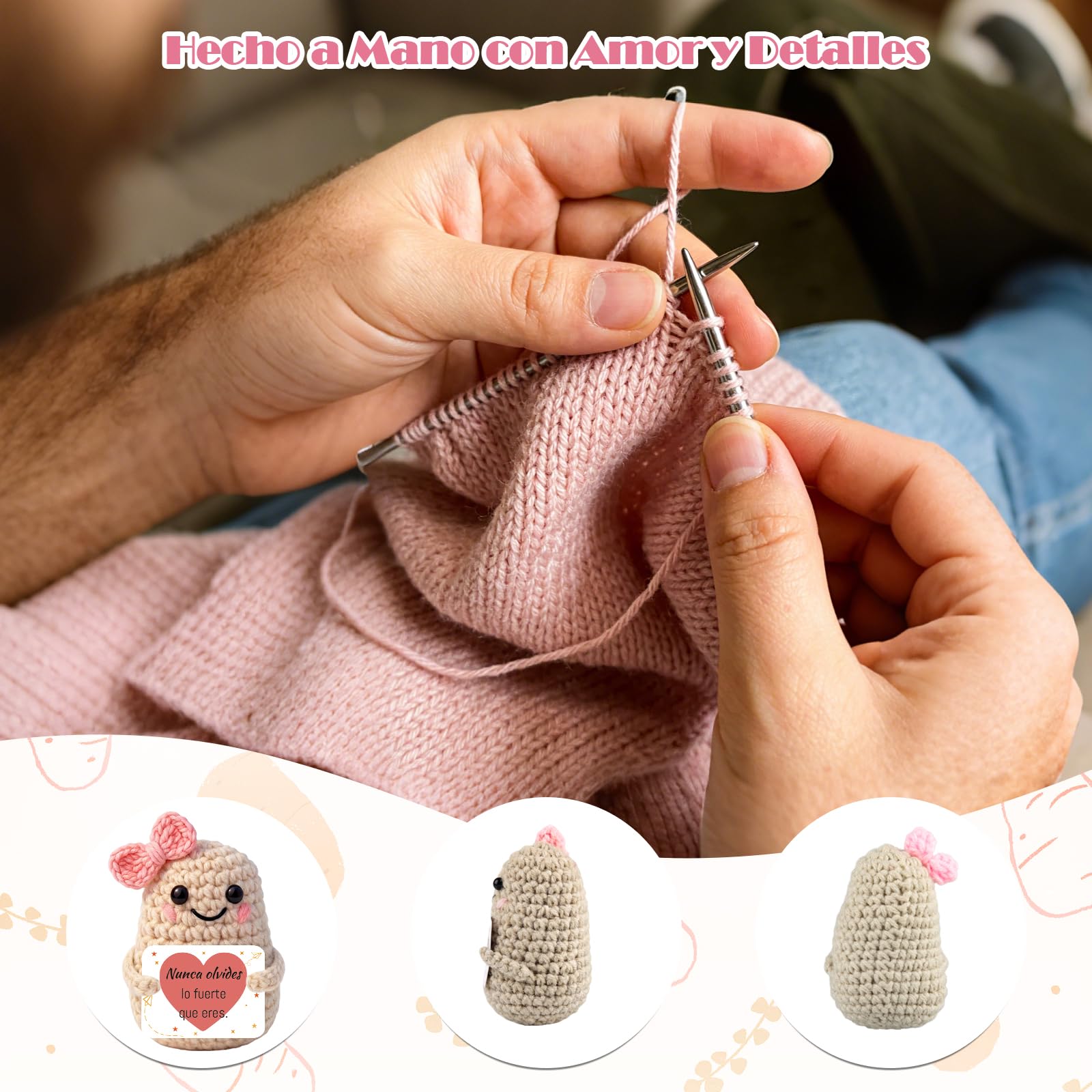 Szhhrxi Regalo Madre - Muñeco de Patata con Energía Positiva – Amuleto de la Suerte Hecho a Mano con Tarjeta Motivadora | Regalo Dia de la Madre, Regalos Mamá cumpleaños - Gifts for Mom (Patata) — view 4