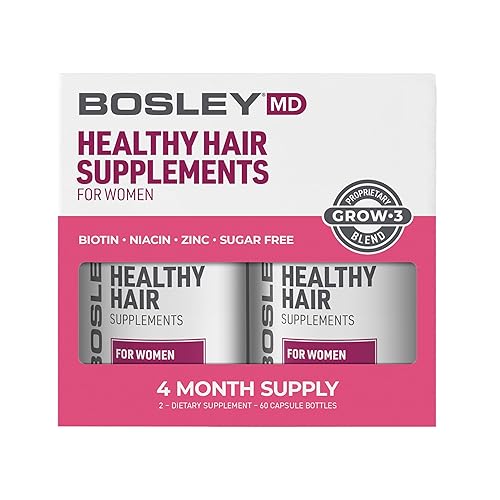 Miniatura 3 de BosleyMD Suplementos saludables para el crecimiento del cabello con bloqueadores DHT para mujeres y hombres para un cabello más grueso, más lleno y