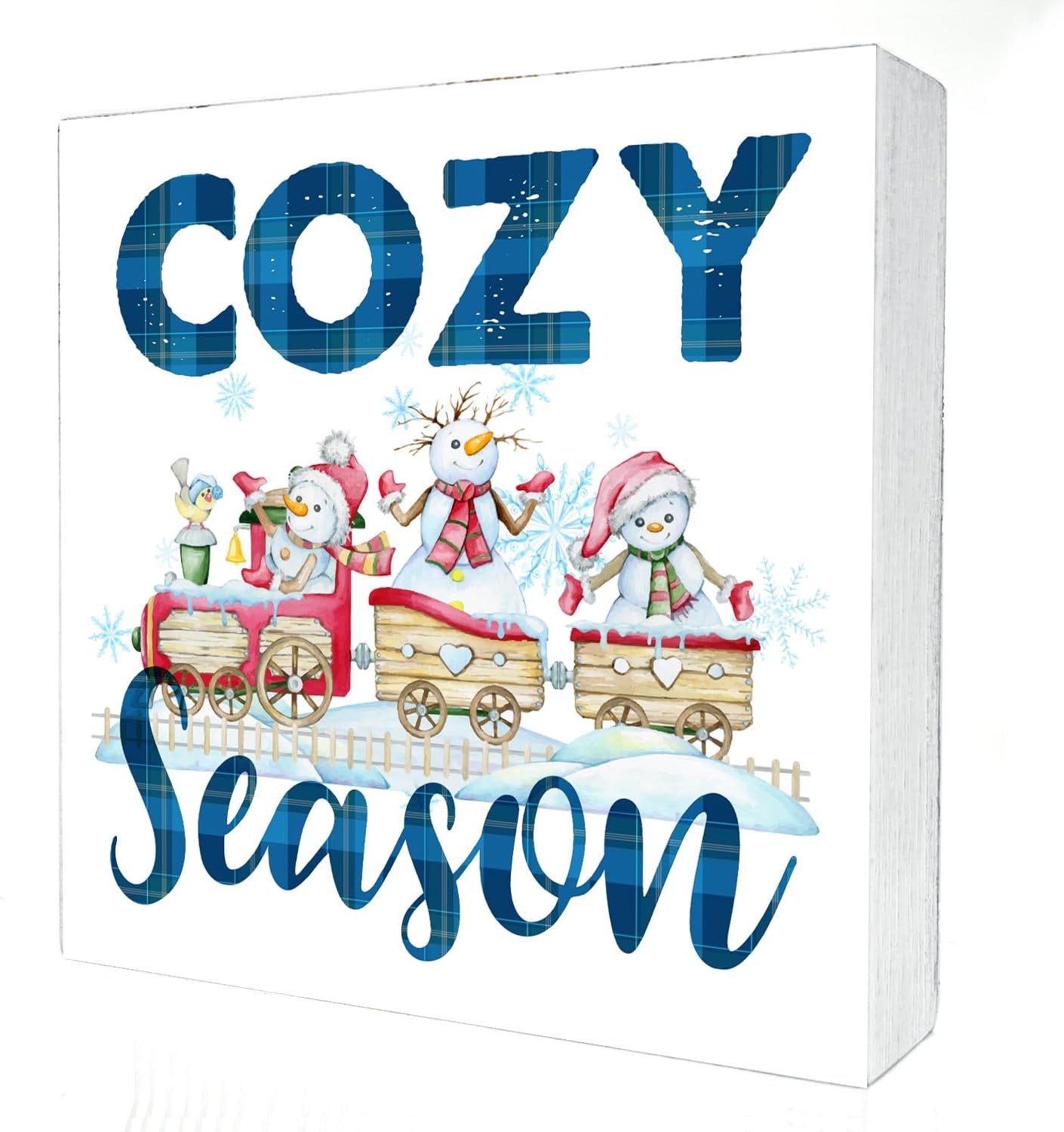 Winter Decor Winter Decorations for Home Snowman Decor Cozy Season Wood Box Sign