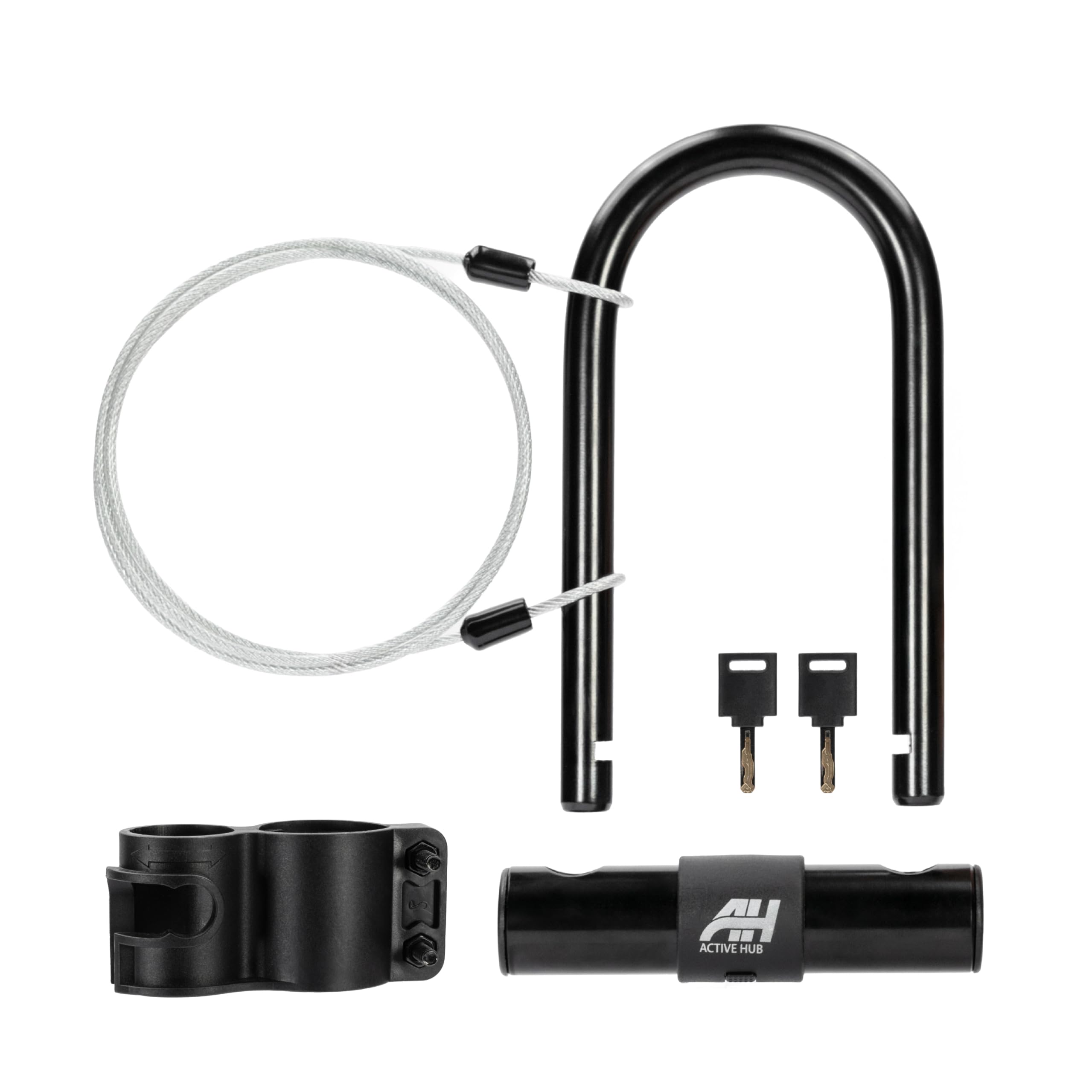 Lucchetto Bici in Acciaio Chiusura a U, Antifurto Bicicletta/Moto con Chiave, con Cavo Flessibile