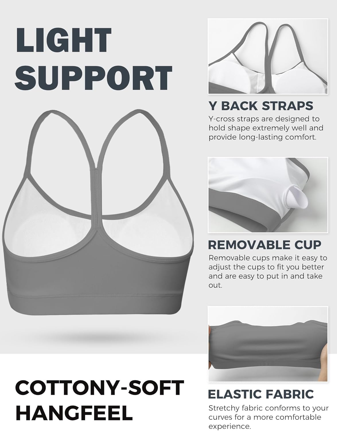 Buauty Y Back Sports Bra for Women, Low Impact Padded Racerback Spaghetti Strap Bras, Womens Workout Yoga Gym Tops - Image 4