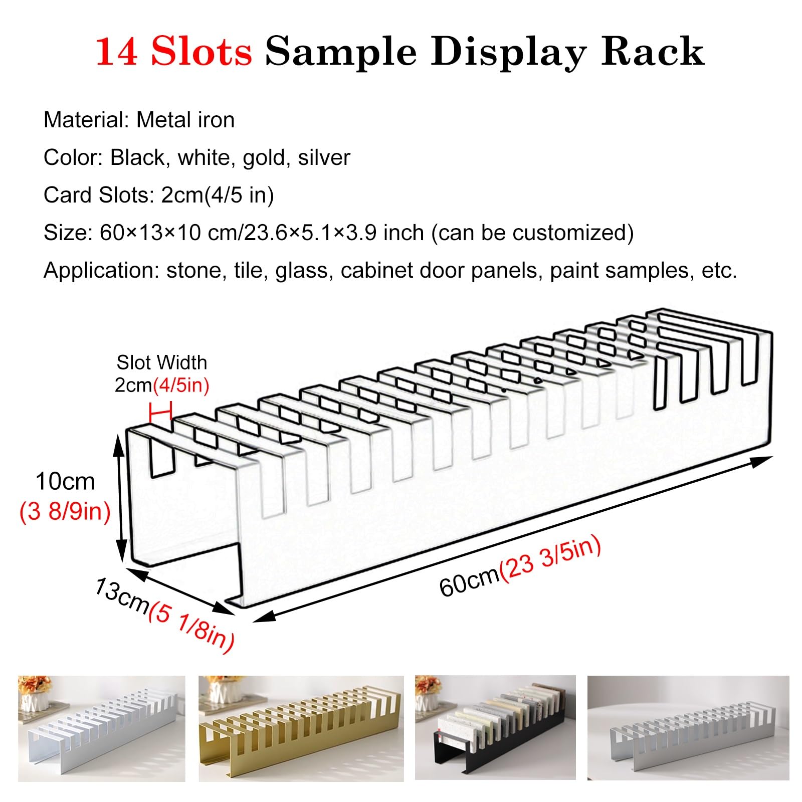 Expositor de Baldosas Cerámicas Expositor De Muestras Metal - Soporte Para 14 Baldosas, Organizador Sobremesa Para Cerámica/ Mármol/ Puertas Armarios, Expositor Comercial Para Baldosas Suelo(White)