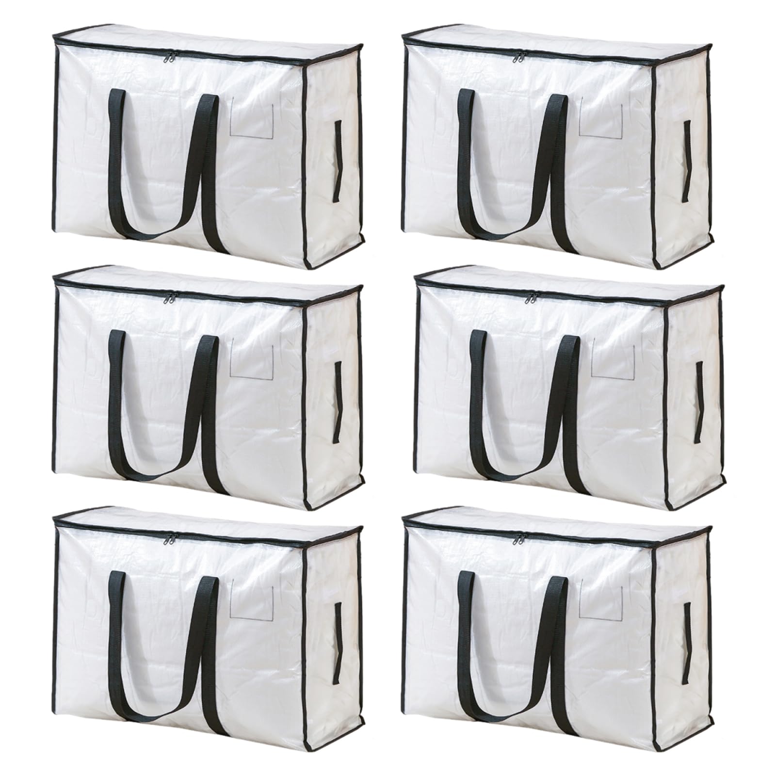 YiZhou 6 Pack Heavy Duty Storage Bags | 95L Moving Totes with Lids & Clear Panel | Waterproof for Home, Moving, Travel (6 Pack)