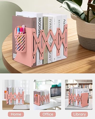 Miniatura 6 de Sujetalibros ajustables, extremos de metal para estantes pesados, organizador de archivos de revistas de escritorio para el hogar, oficina, libros,