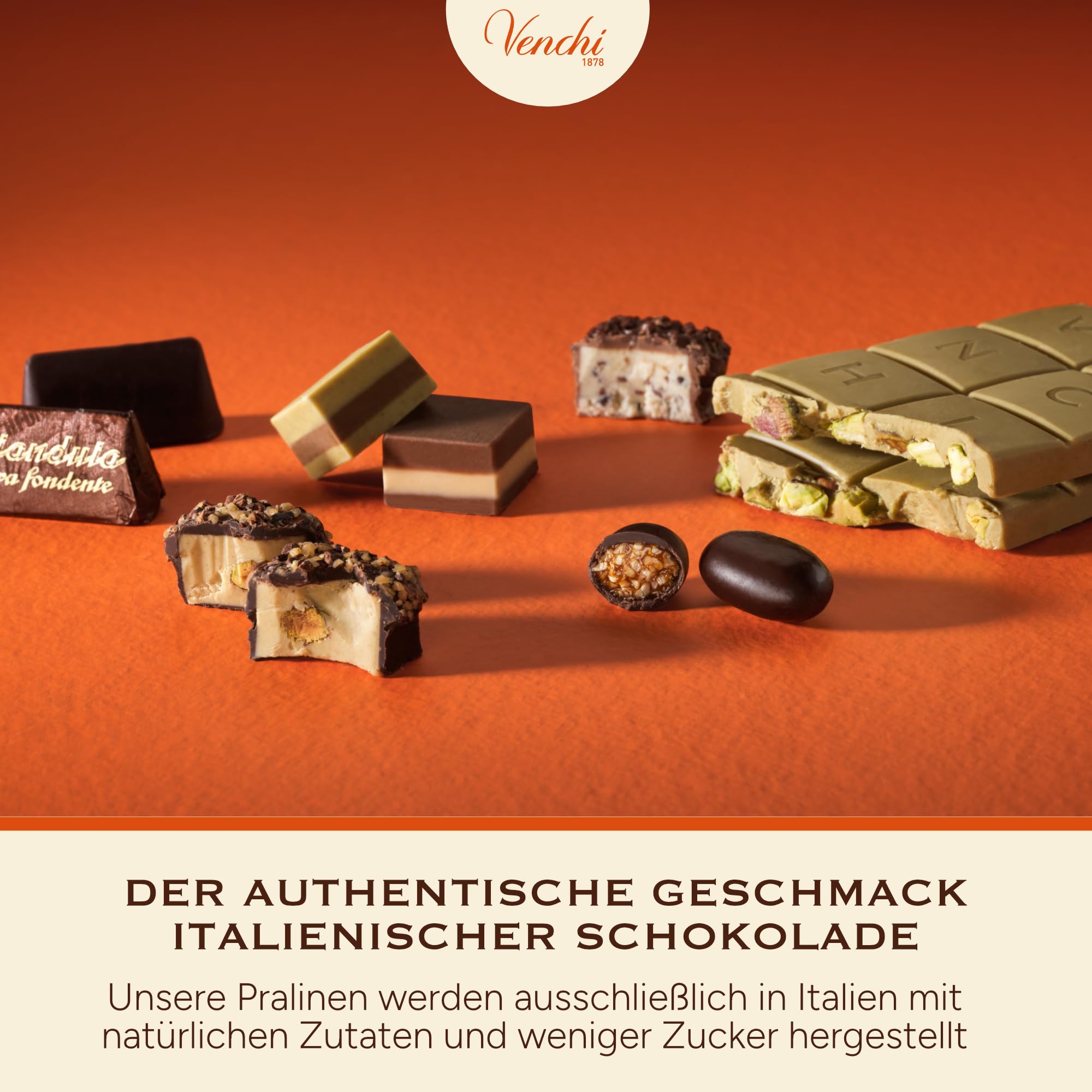 Venchi - Chocoviar Arancia - Praline extra zartbitter mit Füllung aus Blutorange, 1 kg - Glutenfrei - Vegan
