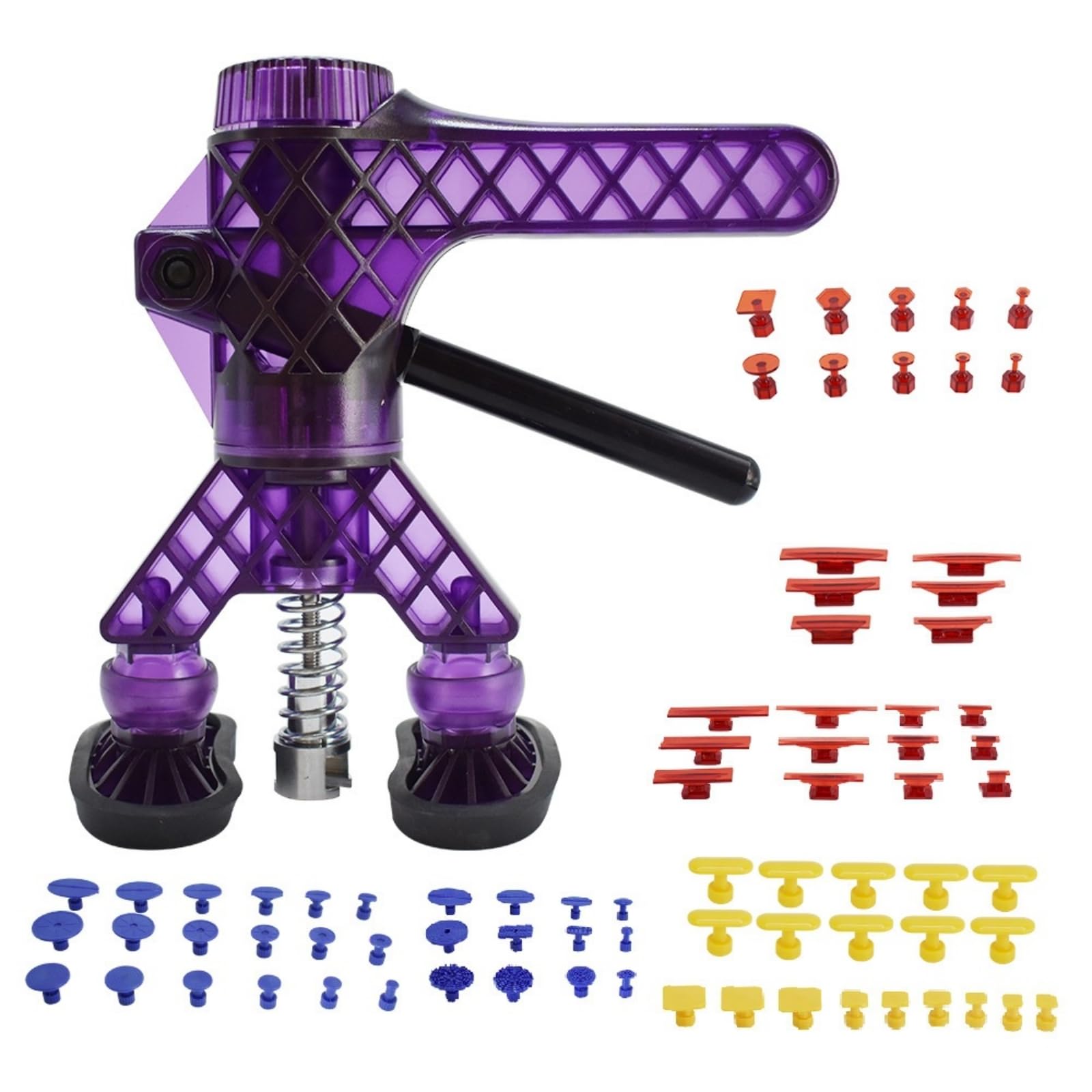 Estrattore di Ammaccature Compatto Tirabolli Ergonomico Attrezzo per Carrozzieri, Garage, Officina, Viola, Estrattore + 77 Linguette